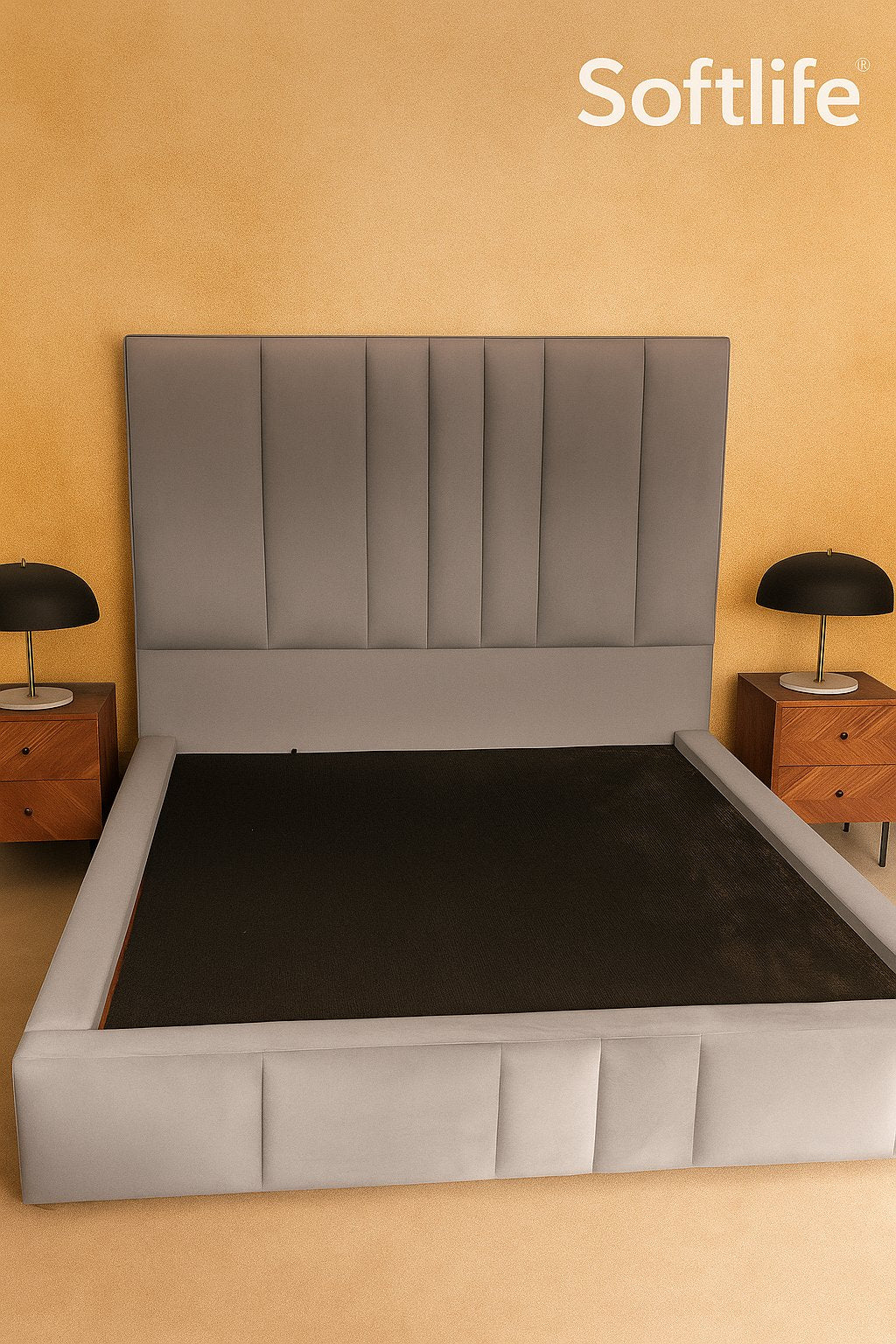 Softlife double sleigh bed with mattress — manufactured in Boksburg, South Africa